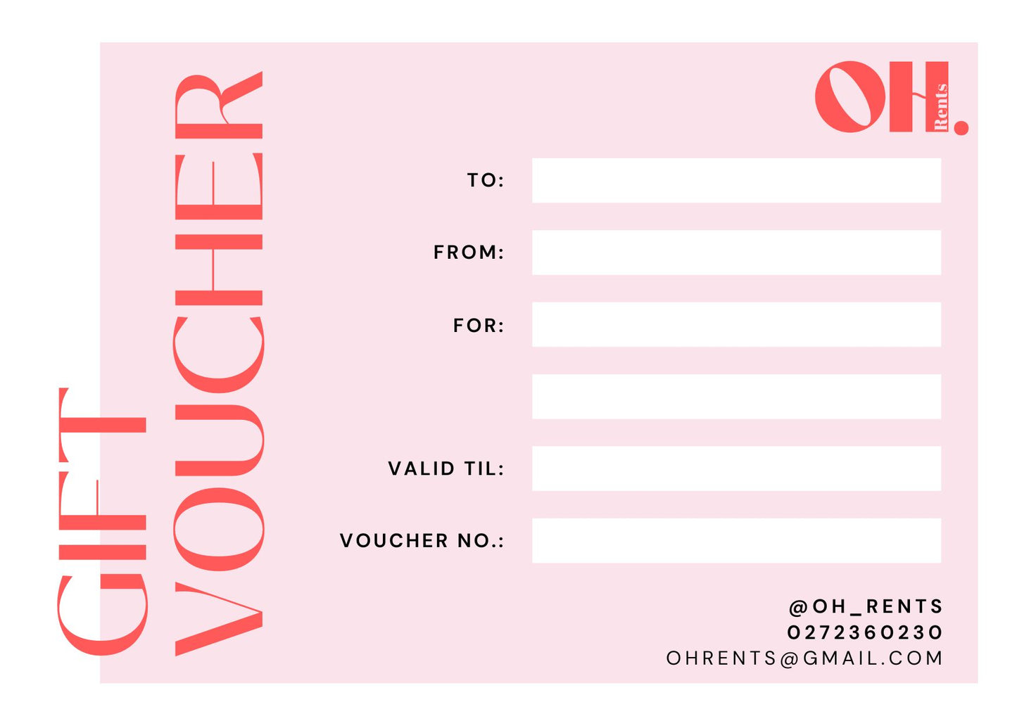 OH rents gift voucher