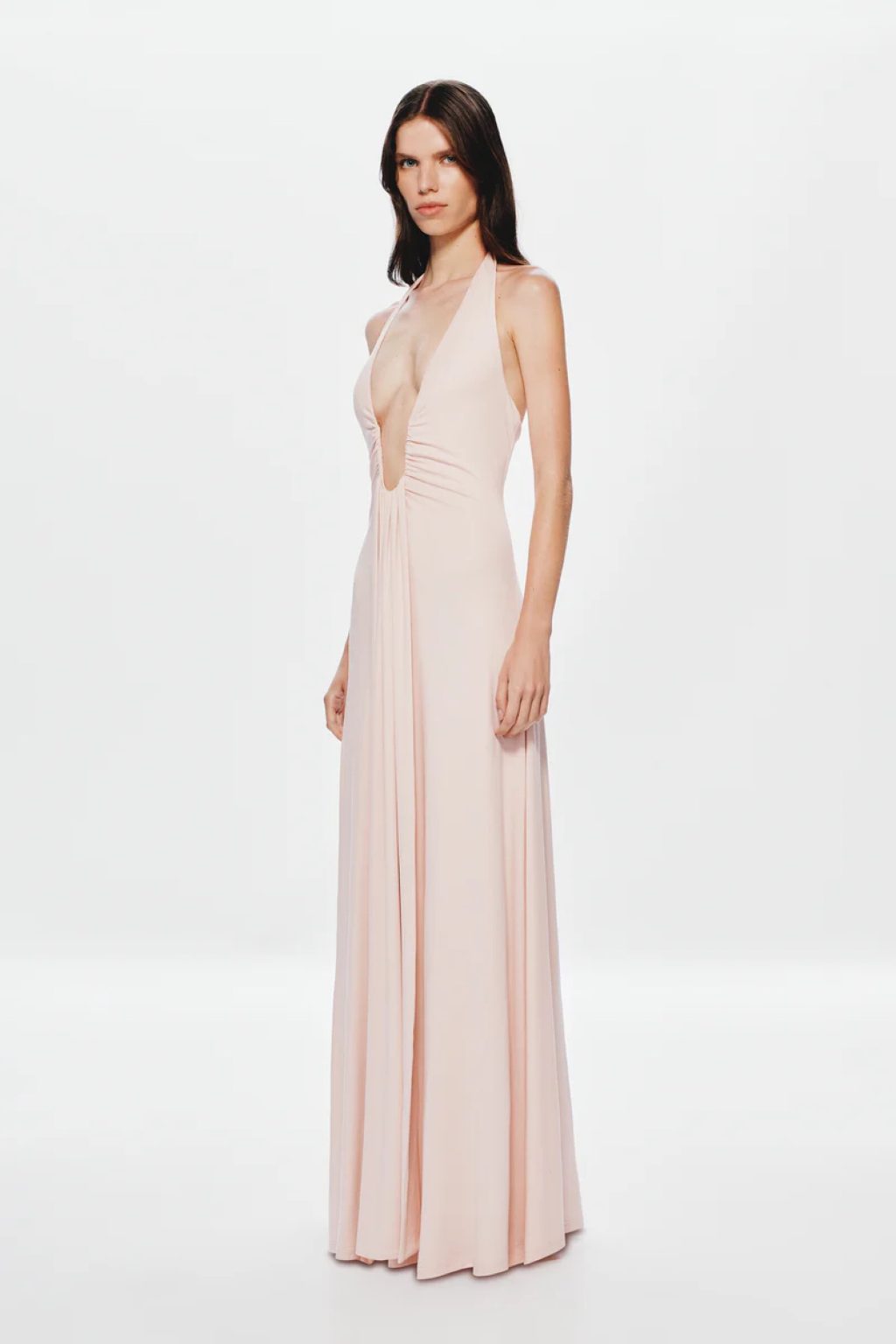 Misha Jennifer Cupro Maxi Gown - FOR SALE, Blush colour OH Rents Misha Jennifer Cupro Maxi Gown - FOR SALE, Blush colour OH Rents
