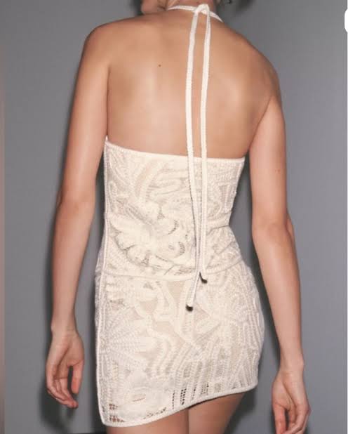 Embroided Halter Dress - Ivory