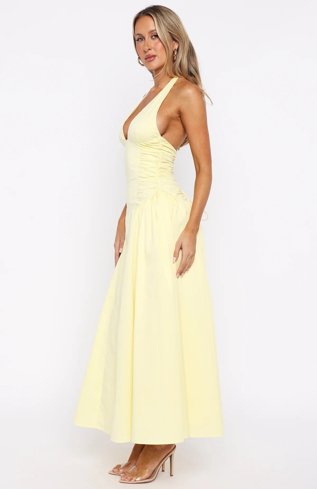 Tinsel Trouble Halter Midi Lemon