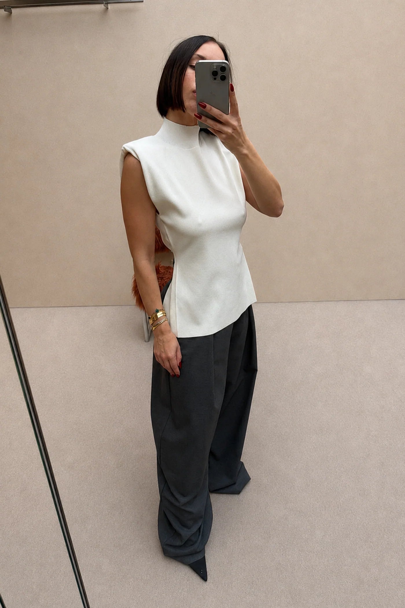 Misha Open Back Knit Top - Ivory