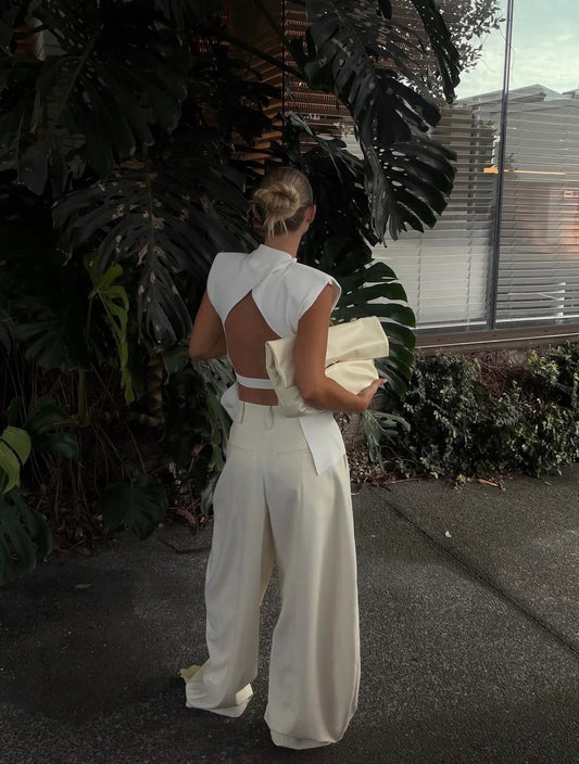 Misha Open Back Knit Top - Ivory