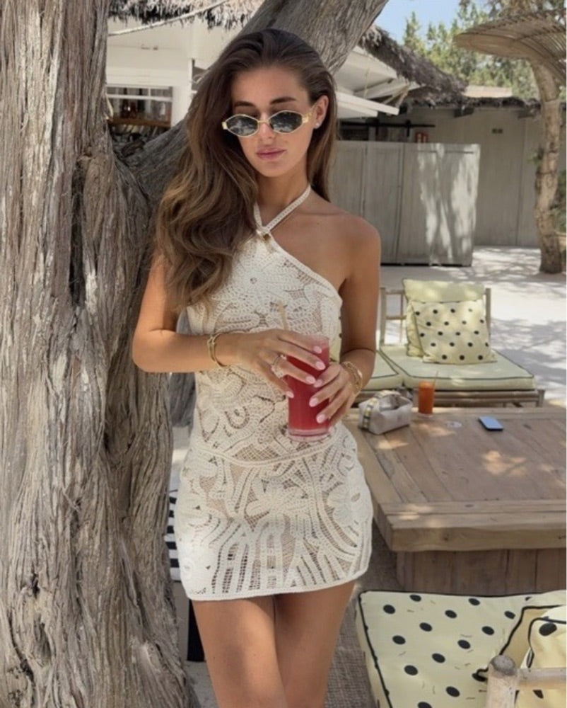 Embroided Halter Dress - Ivory